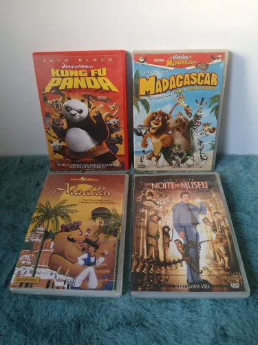 Lote 4 DVDs Infantis Originais: Kung Fu Panda, Madagascar +2