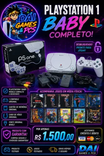 Playstation 1 baby destravado + jogos completo