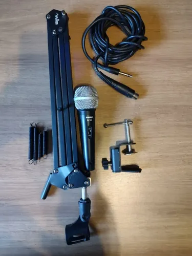 Microfone Shure SV100 + Braço Articulado para Mesa + Cabo original
