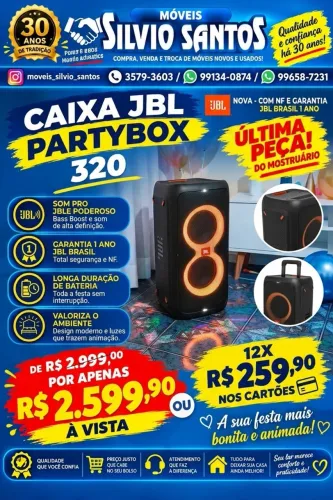 Caixa jbl partybox 320 muito top nova com nf e garantia original jbl brasil
