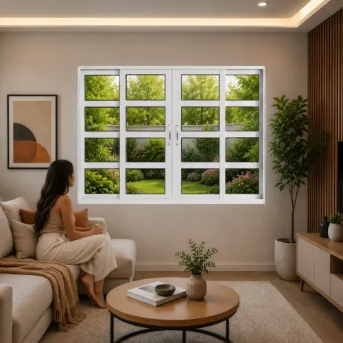 Janela 4 Folhas 100x100 Travessa Linha Premium Alumínio Branco | Direto da Fábrica
