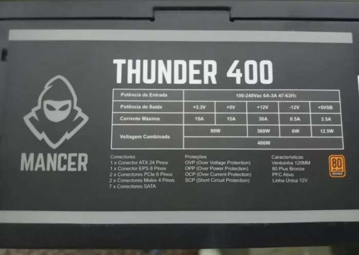 Fonte Mancer Thunder 400W - Ler Descrição 