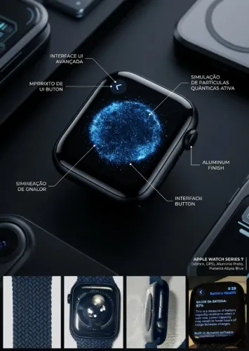 Apple Watch Series 7 45mm Alumínio Preto - Impecável na Caixa Completo