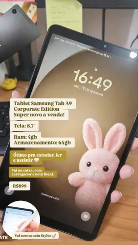 Tablet Samsung Galaxy Tab A9 64gb 4gb Ram Enterprise Edition Tela 8.7 NOVO