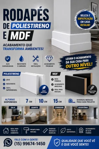 Rodapés MDF e Poliestireno