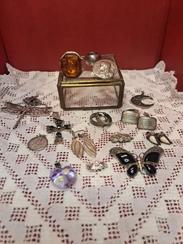Lote de acessórios antigos em prata 925
