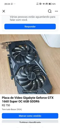 Placa de Vídeo Gigabyte Geforce GTX 1660 Super OC 6GB GDDR6