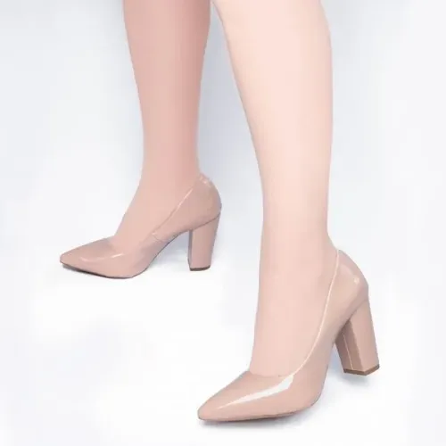 scarpin nude salto bloco 34 