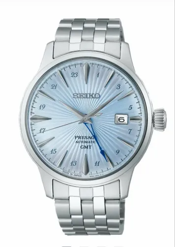 Relógio Seiko Pressage GMT azul seminovo