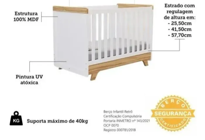 Berço + kit berço + cortinado com dossel 