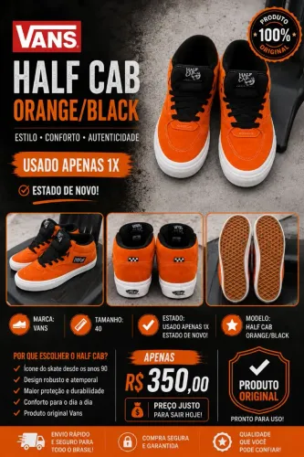 Tenis Vans Half Cab Orange/Black n°40br 9us