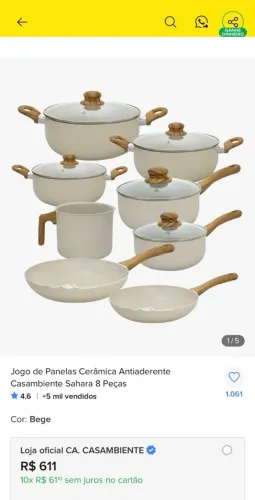 Conjunto de panelas antiaderentes