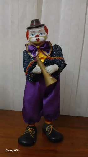Palhaço antigo caixa de musica - porcelana