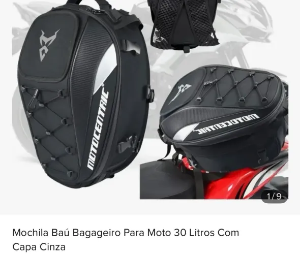 Mochila Baú Bagageiro Para Moto 30 Litros Com Capa Cinza