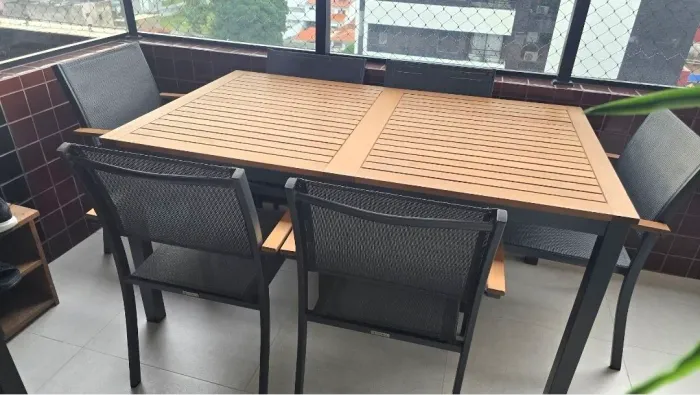 Mesa de Jardim em Alumínio e Madeira