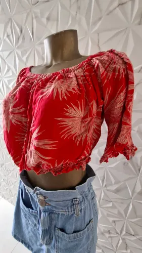 Blusa cigana ciganinha vermelha feminina P/M