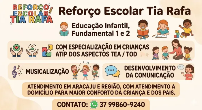 Aulas de reforço, particulares, auxílio com atividades escolares