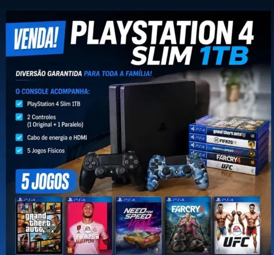 PS4 slim + 200 jogos tops