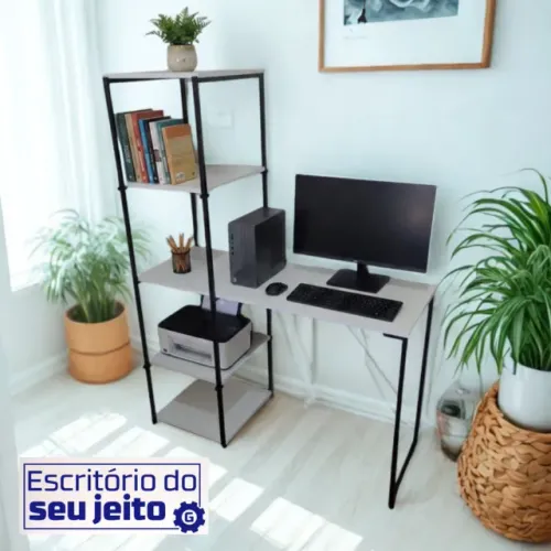 Escrivaninha Industrial NOVA Mesa para Computador com Estante Multiuso Notebook Escritório