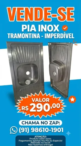Pia inox tramontina tam 1,05 x 0,52 seminova disponível para venda