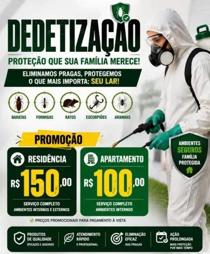 Dedetização promoção residência e apartamento 