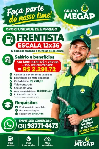 Frentista Betim R$ 2291.72