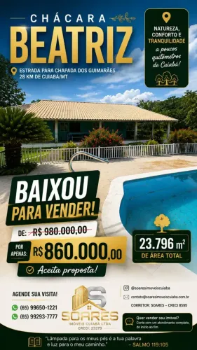 Vendo Chácara Beatriz Área: 23.796m2