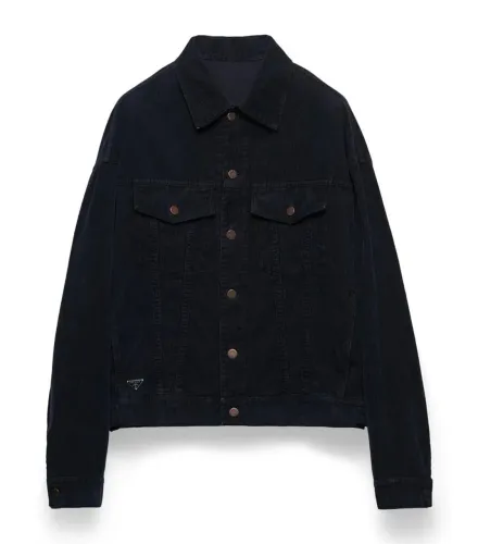 Jaqueta Trucker Prada em Corduroy cor Marinho Tamanho G em Perfeito Estado com Nota