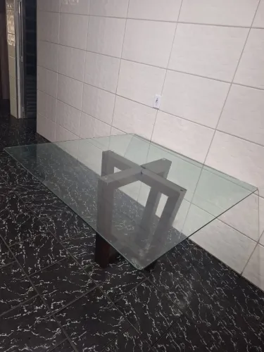 Mesa de jantar sala quadrada de vidro