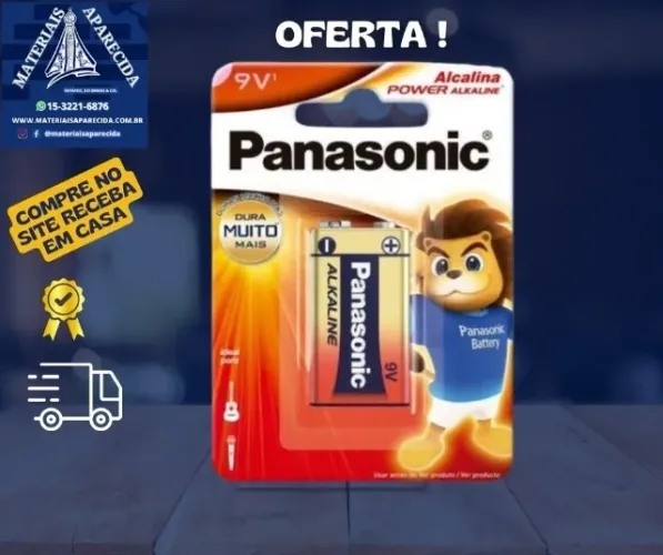 Bateria 9v Alcalina Panasonic -nova  