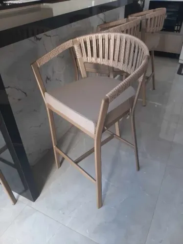 Conjunto Mesa e Cadeira, em Alumínio e Corda Náutica