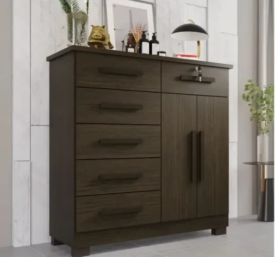 Cômoda 2 Portas C/6 Gavetas 1 C/Chave 1.30M.São Produto Novo Direto de Fábrica P/Sua Casa,