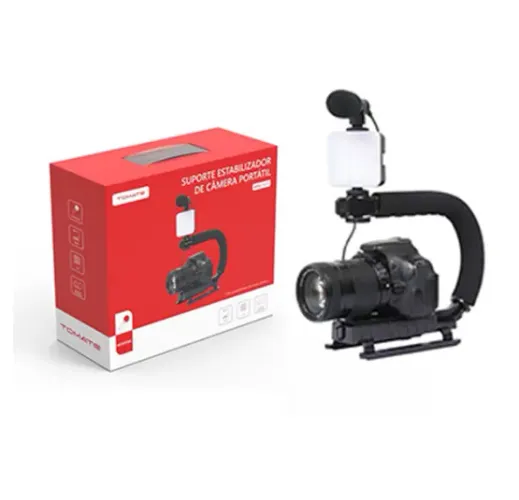 SUPORTE ESTABILIZADOR DE CAMERAS COM LED E MICROFONE TOMATE MTG-1111