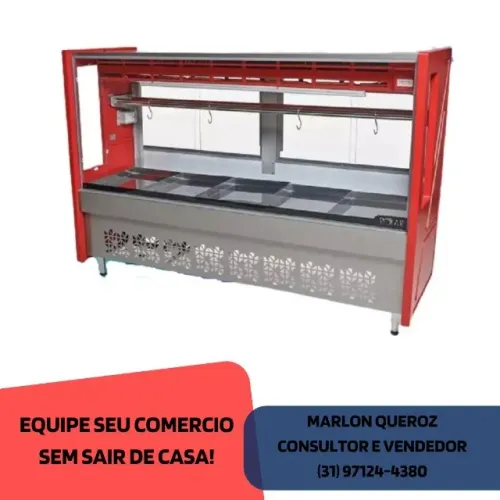 Balcao de Carne com Tendal Vidro Reto