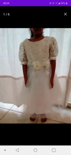 Vestido de renda branco para menina Tam 10 