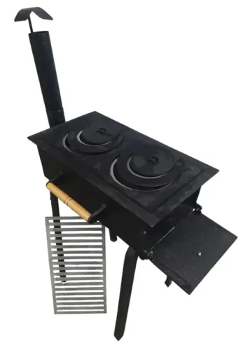 Fogão Lenha em Alumínio 2 Em 1-Virá Churrasqueira