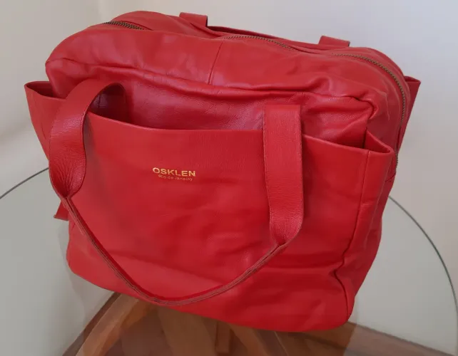 Bolsa de couro Osklen vermelha 