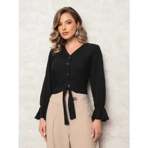 Blusa preta manga longa GG