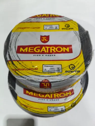 Fio cabo flexível 4mm, megatron lote com 3 rolos de 100 metros az e 2 rolos de 100 M ptl 