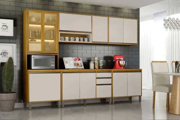 COZINHA EDUARDA C/  PANELEIRO CRISTALEIRA E LED* 