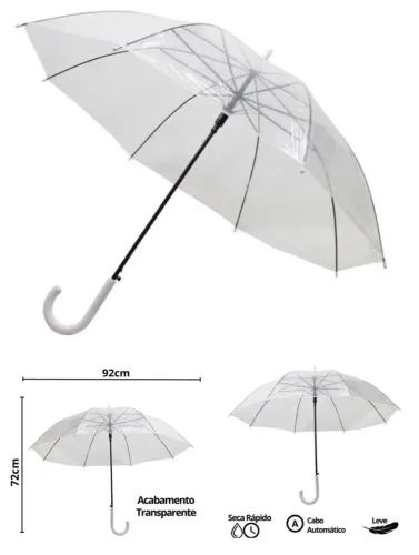 Guarda-chuva transparente INFANTIL 92cm LACRADO