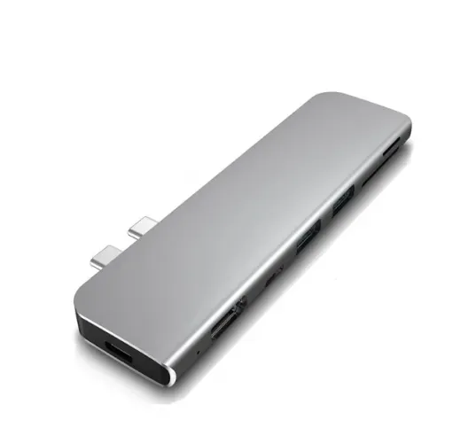  Adaptador Hub 7 em 1 para Macbook Pro/Air Usb Tipo C 4k Hdmi, USB, Leitor SD Thunderbolt 
