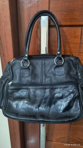Bolsa baú de couro legítimo