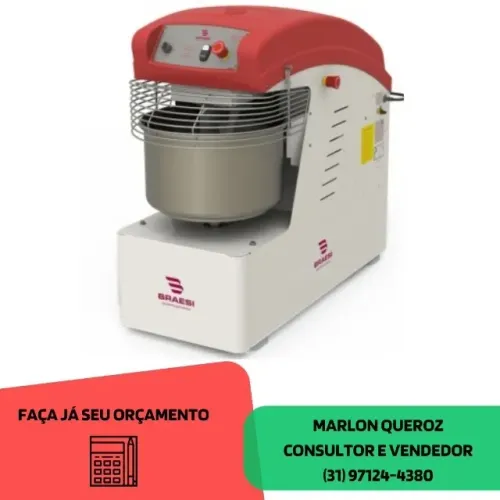 Amassadeira Espiral 25 KG Braesi 220v Monofásica