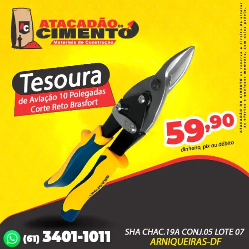 Tesoura de Aviação 10 Polegadas Corte Reto Brasfort
