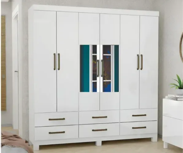 Guarda Roupa Dallas com Espelho Branco novo em estoque