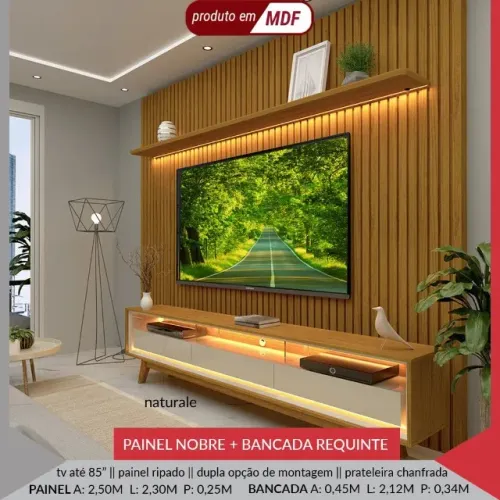 Painel Ripado Nobre com bancada requinte 2.30cm