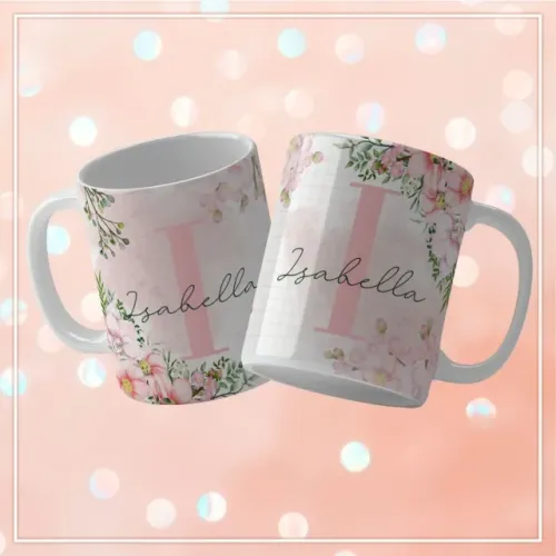 Caneca alfabeto floral 