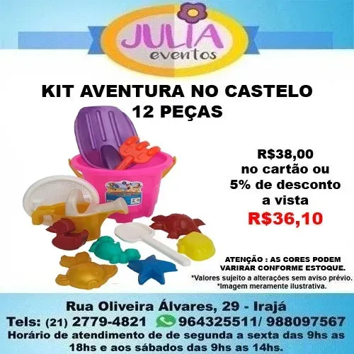 Kit Baldinho De Praia Kit Aventura no Castelo 11 peças 