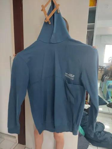 Blusa de Moletom Azul com Capuz